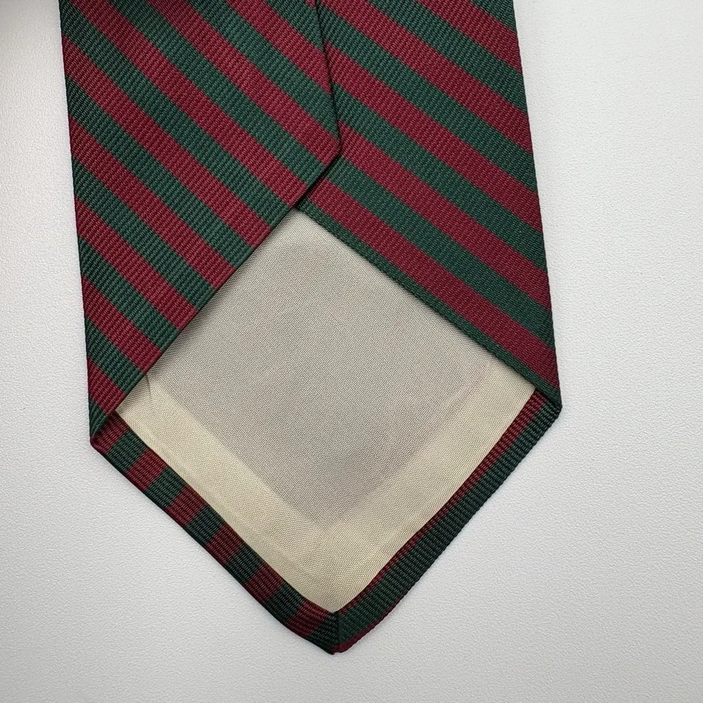 Brooks Brothers Tie Mens Burgundy Green Striped All Silk Repp Classic USA 3.5